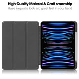 EIDERWOOD iPad Pro 11" (2024) Tri-Fold Leather Flip Cover m. Apple Pencil Holder - Blå