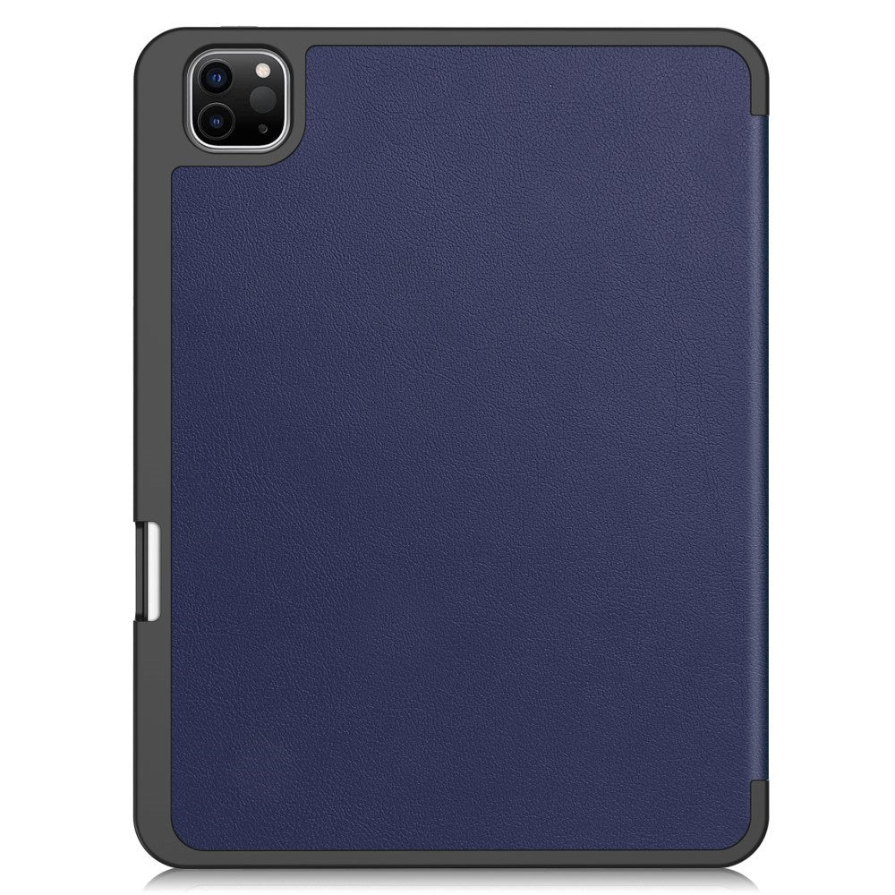 EIDERWOOD iPad Pro 11" (2024) Tri-Fold Leather Flip Cover m. Apple Pencil Holder - Blå