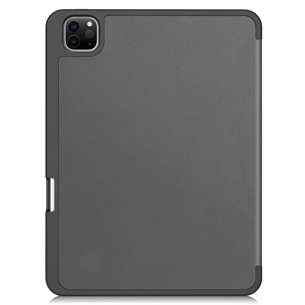 EIDERWOOD iPad Pro 11" (2024) Tri-Fold Leather Flip Cover m. Apple Pencil Holder - Grå