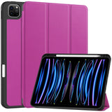 EIDERWOOD iPad Pro 11" (2024) Tri-Fold Leather Flip Cover m. Apple blyantholder - lilla