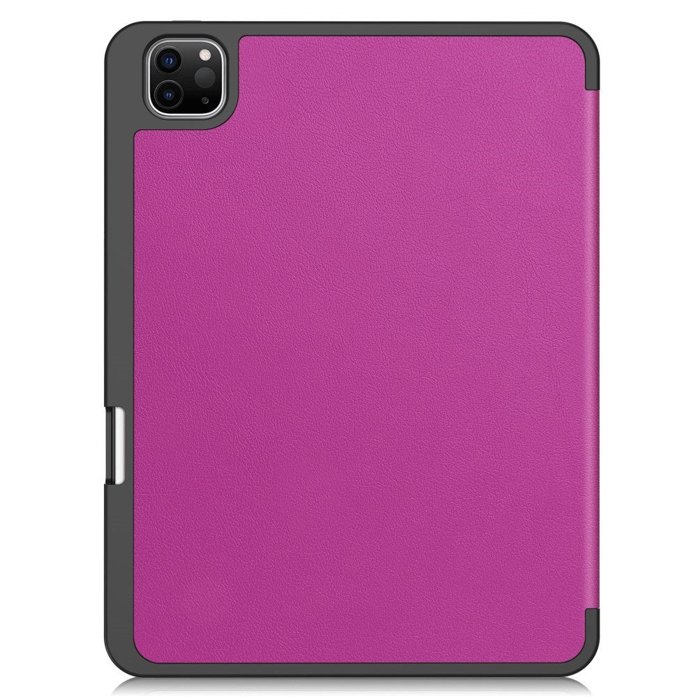 EIDERWOOD iPad Pro 11" (2024) Tri-Fold Leather Flip Cover m. Apple blyantholder - lilla