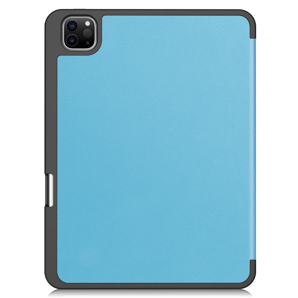 EIDERWOOD iPad Pro 11" (2024) Tri-Fold Leather Flip Cover m. Apple Pencil Holder - Blå