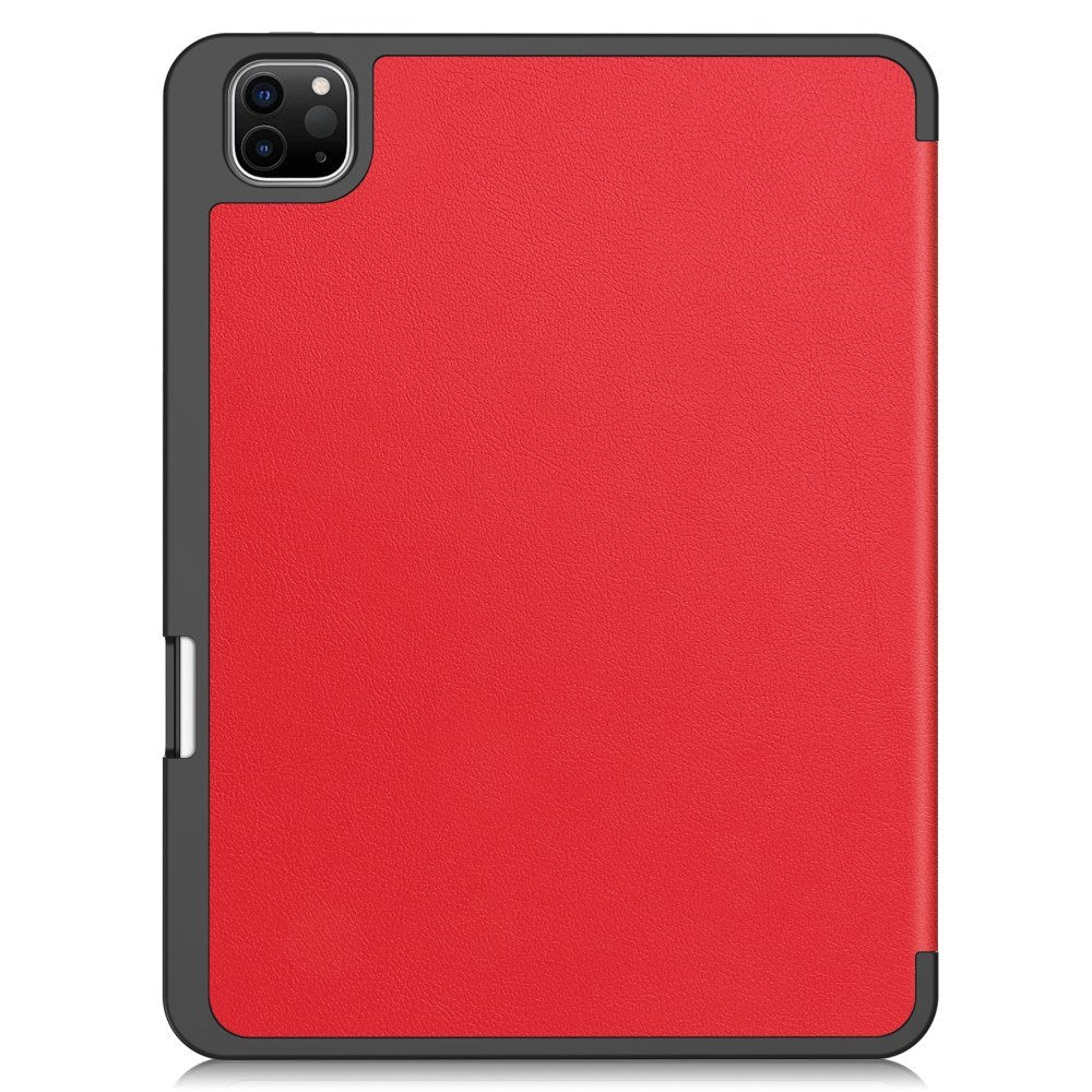EIDERWOOD iPad Pro 11" (2024) Tri-Fold Leather Flip Cover m. Apple Pencil Holder - Rød