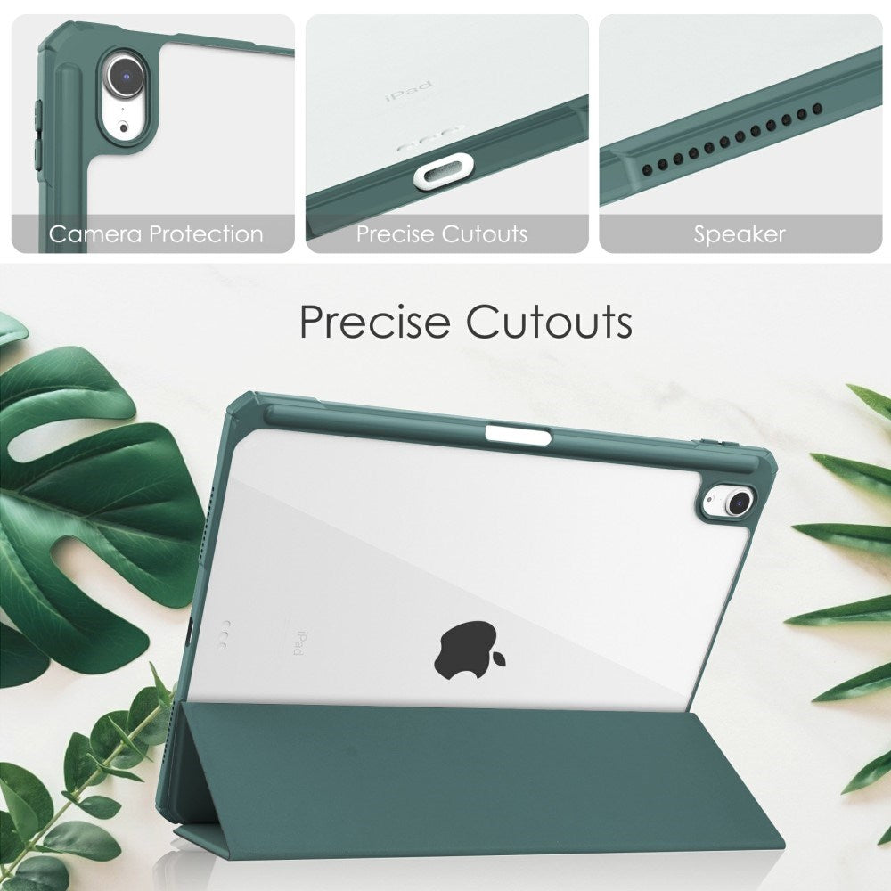 EIDERWOOD iPad Air 11" (2025 / 2024) Hybrid Flip-deksel med pennholder - grønn og gjennomsiktig