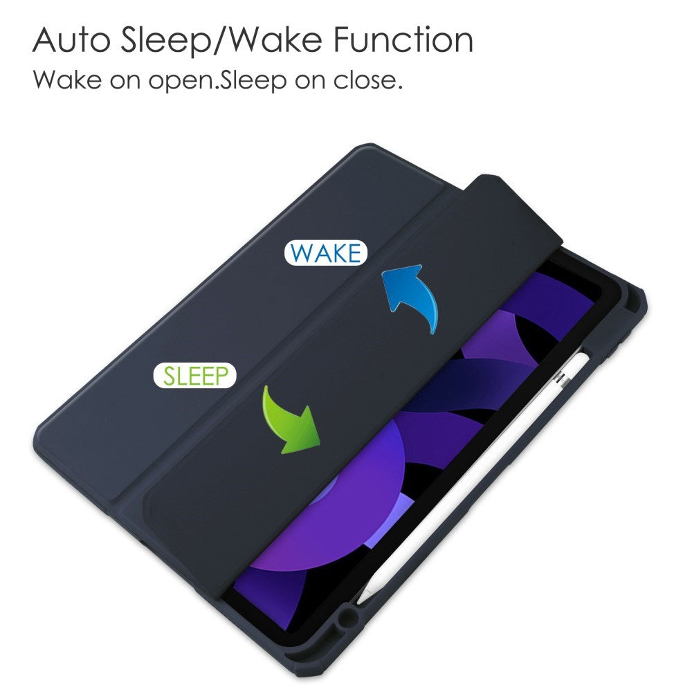 EIDERWOOD iPad Air 11" (2025 / 2024) Hybrid Flip-deksel med pennholder - blå og gjennomsiktig