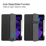 EIDERWOOD iPad Air 11" (2025 / 2024) Litchi Tri-Fold Læder Flip Cover m. Apple Pencil Holder - Sort