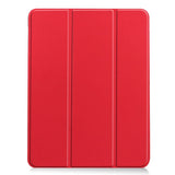 EIDERWOOD iPad Air 11" (2025 / 2024) Litchi Tri-Fold Leather Flip Cover m. Apple blyantholder - rød