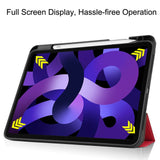 EIDERWOOD iPad Air 11" (2025 / 2024) Litchi Tri-Fold Leather Flip Cover m. Apple blyantholder - rød
