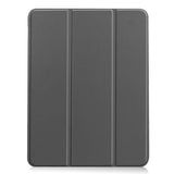 EIDERWOOD iPad Air 11" (2025 / 2024) Litchi Tri-Fold Leather Flip Cover m. Apple blyantholder - grå