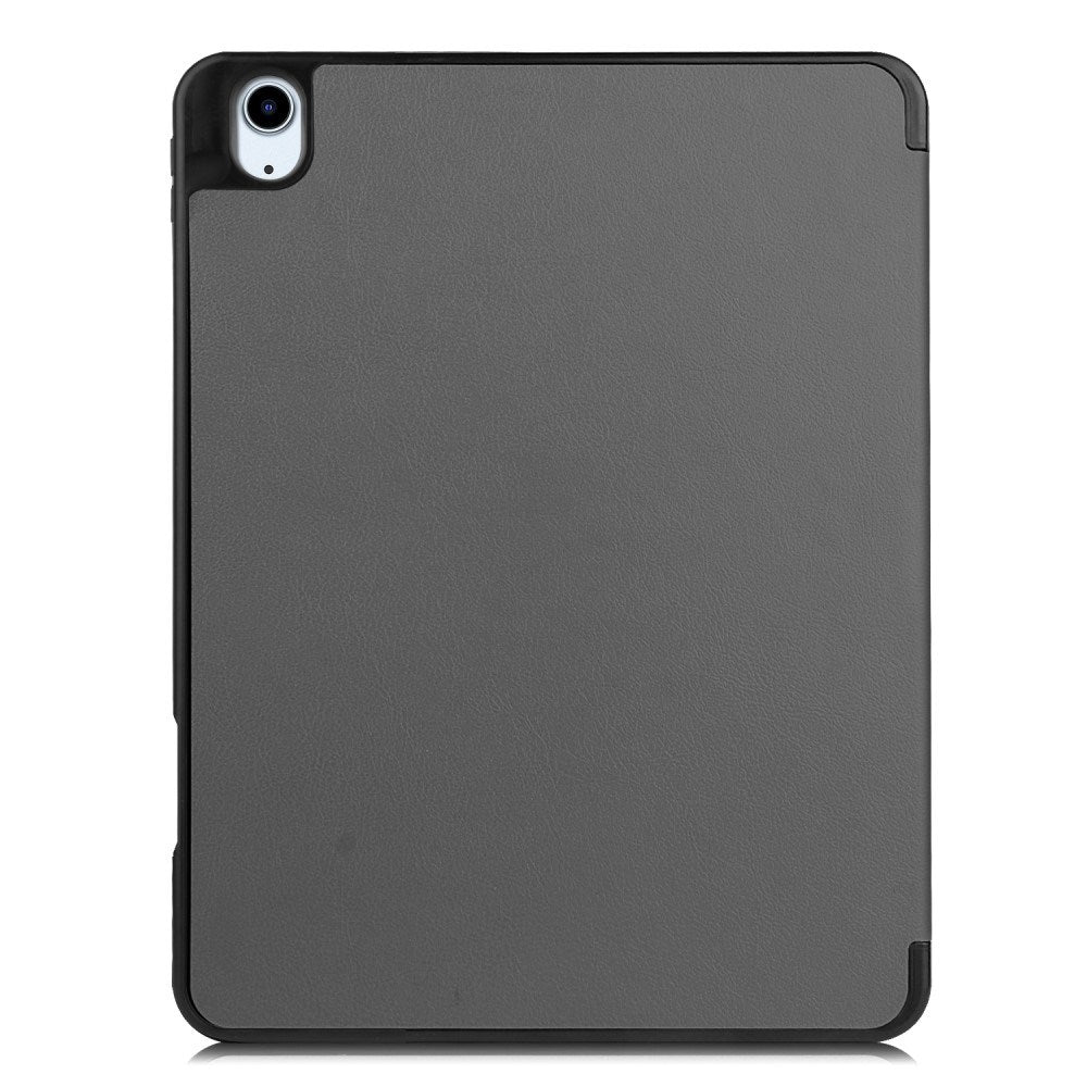 EIDERWOOD iPad Air 11" (2025 / 2024) Litchi Tri-Fold Leather Flip Cover m. Apple blyantholder - grå