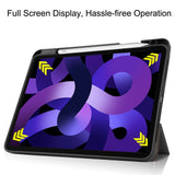 EIDERWOOD iPad Air 11" (2025 / 2024) Litchi Tri-Fold Leather Flip Cover m. Apple blyantholder - grå