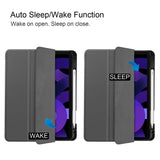 EIDERWOOD iPad Air 11" (2025 / 2024) Litchi Tri-Fold Leather Flip Cover m. Apple blyantholder - grå