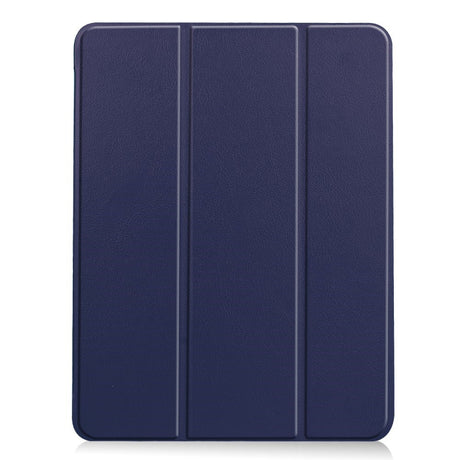 EIDERWOOD iPad Air 11" (2025 / 2024) Litchi Tri-Fold Leather Flip Cover m. Apple blyantholder - mørkeblå