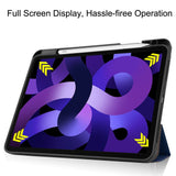 EIDERWOOD iPad Air 11" (2025 / 2024) Litchi Tri-Fold Leather Flip Cover m. Apple blyantholder - mørkeblå