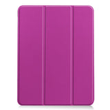 EIDERWOOD iPad Air 11" (2025 / 2024) Litchi Tri-Fold Leather Flip Cover m. Apple blyantholder - lilla