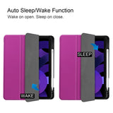 EIDERWOOD iPad Air 11" (2025 / 2024) Litchi Tri-Fold Leather Flip Cover m. Apple blyantholder - lilla