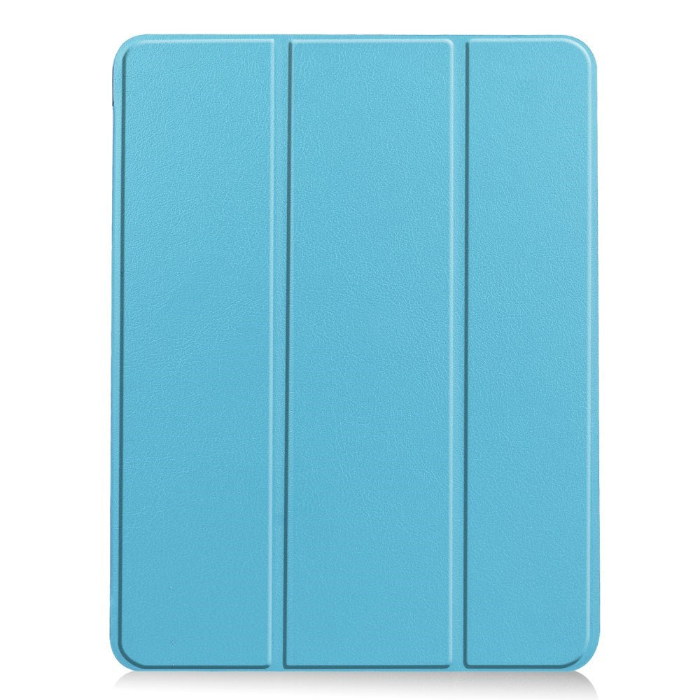 EIDERWOOD iPad Air 11" (2025 / 2024) Litchi Tri-Fold Leather Flip Cover m. Apple blyantholder - lyseblå