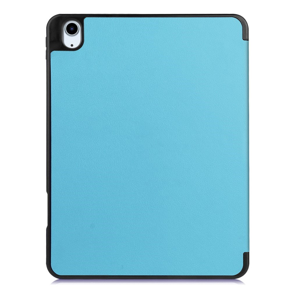 EIDERWOOD iPad Air 11" (2025 / 2024) Litchi Tri-Fold Leather Flip Cover m. Apple blyantholder - lyseblå