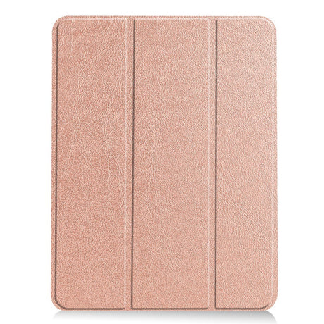 EIDERWOOD iPad Air 11" (2025 / 2024) Litchi Tri-Fold Leather Flip Cover m. Apple Pencil Holder - Rose Gold
