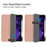 EIDERWOOD iPad Air 11" (2025 / 2024) Litchi Tri-Fold Leather Flip Cover m. Apple Pencil Holder - Rose Gold