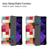 EIDERWOOD iPad Air 11" (2025 / 2024) Tri-Fold Kunstlæder Flip Cover m. Vågeblus Funktion - Farverige Firkanter