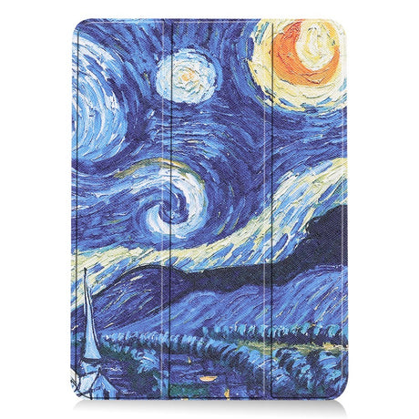 EIDERWOOD iPad Air 11" (2025 / 2024) Tri-Fold Kunstlæder Flip Cover m. Vågeblus Funktion - Maleri