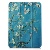 EIDERWOOD iPad Air 11" (2025 / 2024) Tri-Fold Kunstlæder Flip Cover m. Vågeblus Funktion - Hvide Blomster