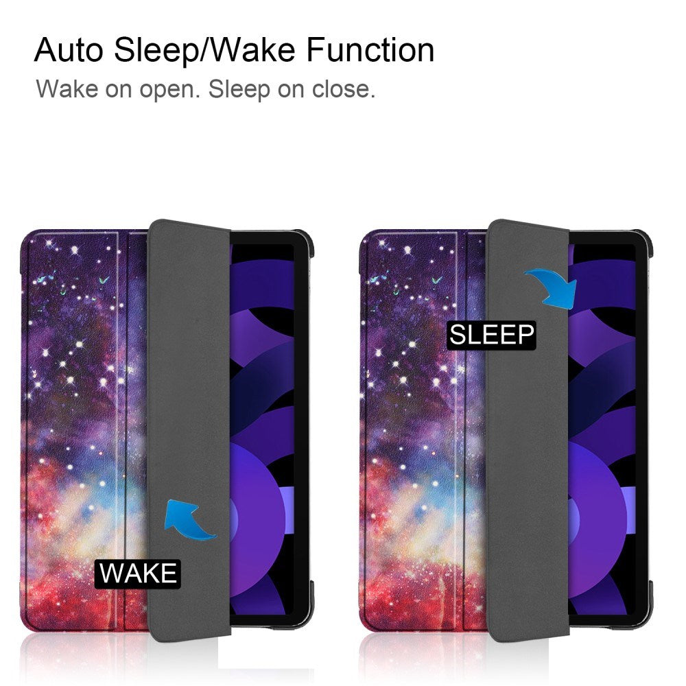 EIDERWOOD iPad Air 11" (2025 / 2024) Tri-Fold Kunstlæder Flip Cover m. Vågeblus Funktion - Galakse
