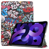 EIDERWOOD iPad Air 11" (2025 / 2024) Tri-Fold Kunstlæder Flip Cover m. Vågeblus Funktion - Graffiti