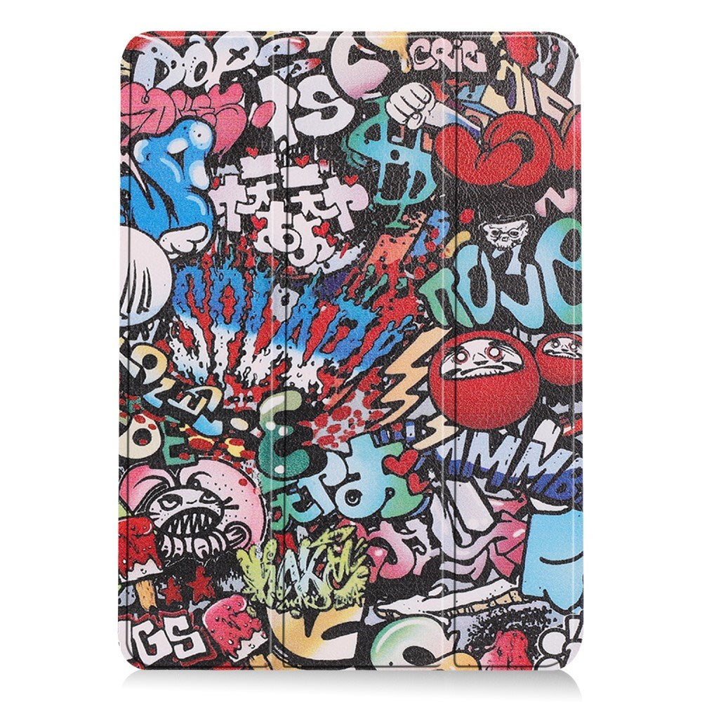 EIDERWOOD iPad Air 11" (2025 / 2024) Tri-Fold Kunstlæder Flip Cover m. Vågeblus Funktion - Graffiti
