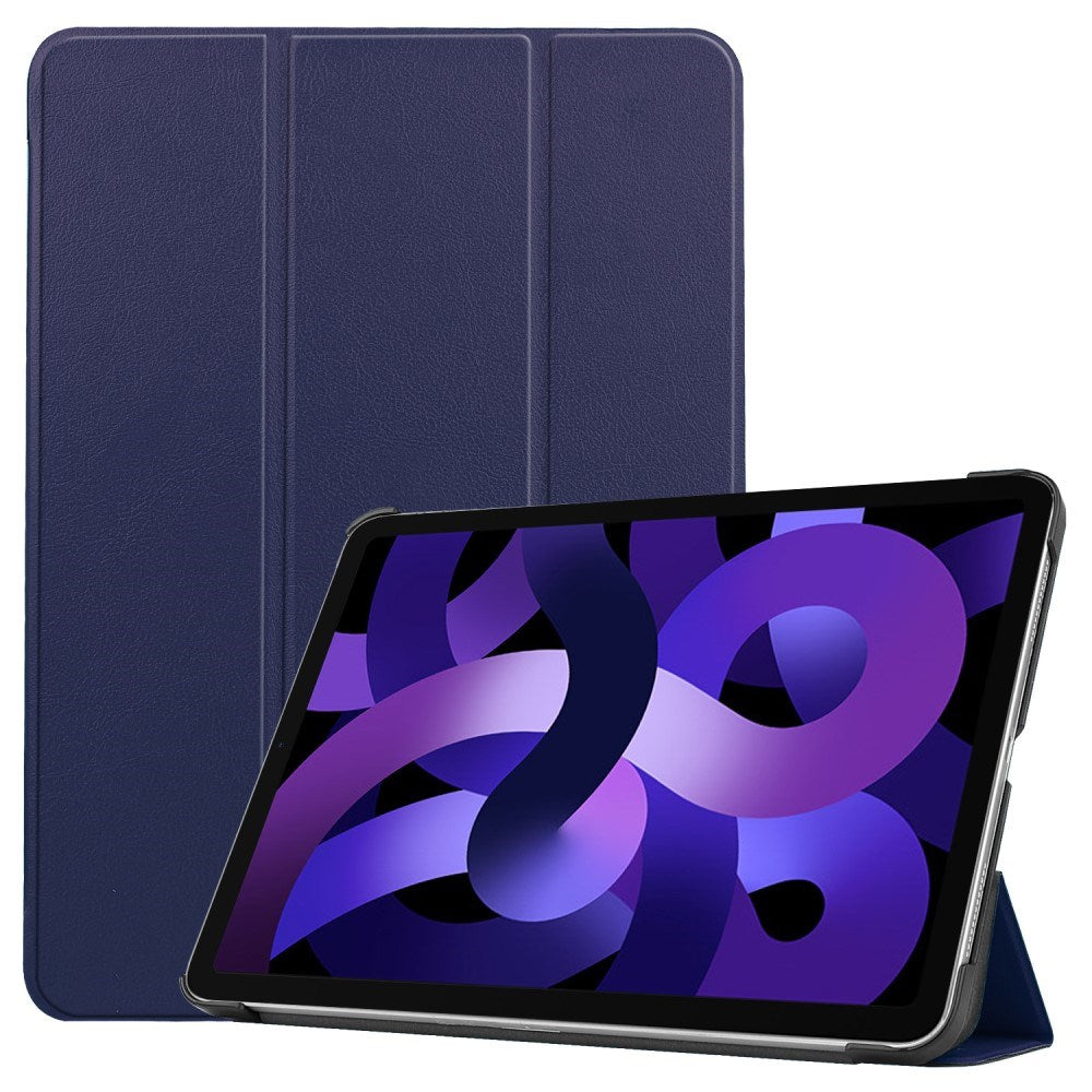 EIDERWOOD iPad Air 11" (2025 / 2024) Litchi Tri-Fold Leather Flip Cover - Blå