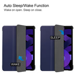 EIDERWOOD iPad Air 11" (2025 / 2024) Litchi Tri-Fold Leather Flip Cover - Blå