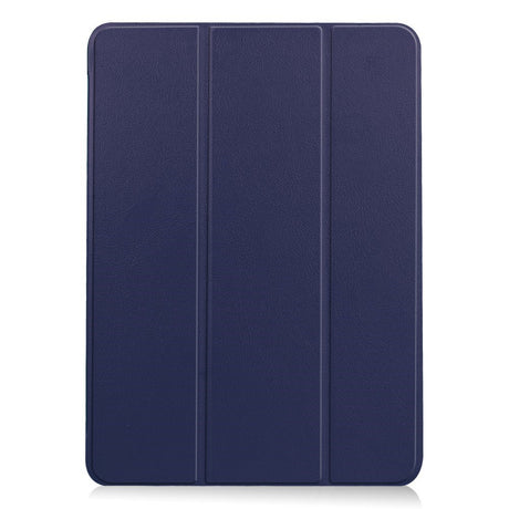 EIDERWOOD iPad Air 11" (2025 / 2024) Litchi Tri-Fold Leather Flip Cover - Blå