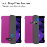 EIDERWOOD iPad Air 11" (2025 / 2024) Litchi Tri-Fold Leather Flip Cover - Lilla