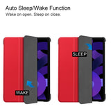 EIDERWOOD iPad Air 11" (2025 / 2024) Litchi Tri-Fold Leather Flip Cover - Rød