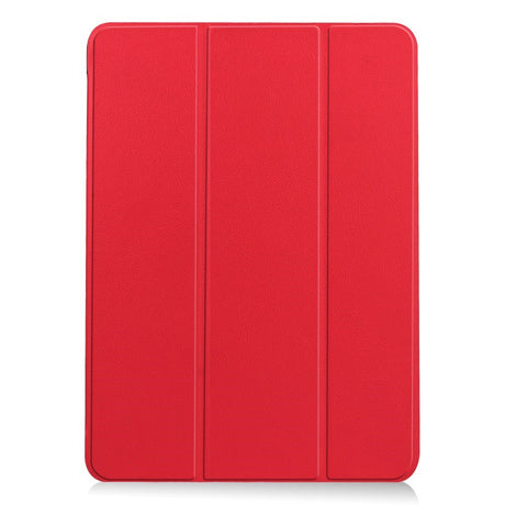 EIDERWOOD iPad Air 11" (2025 / 2024) Litchi Tri-Fold Leather Flip Cover - Rød