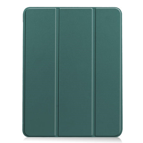 EIDERWOOD iPad Air 11" (2025 / 2024) Litchi Tri-Fold Leather Flip Cover - Grønn