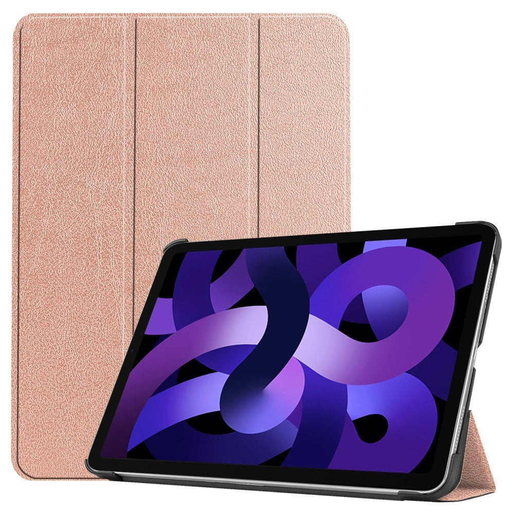EIDERWOOD iPad Air 11" (2025 / 2024) Litchi Tri-Fold Leather Flip Cover - Rose Gold