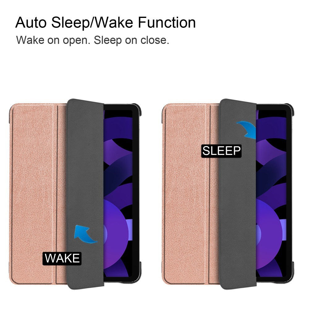 EIDERWOOD iPad Air 11" (2025 / 2024) Litchi Tri-Fold Leather Flip Cover - Rose Gold