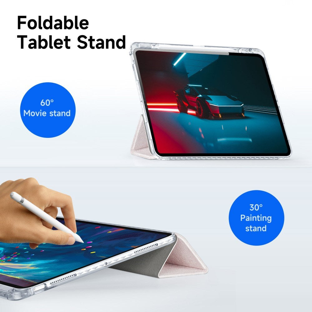 iPad Pro 13" (2024) DUX DUCIS Unid Series Tri-Fold Flip Cover - Gjennomsiktig / Rosa