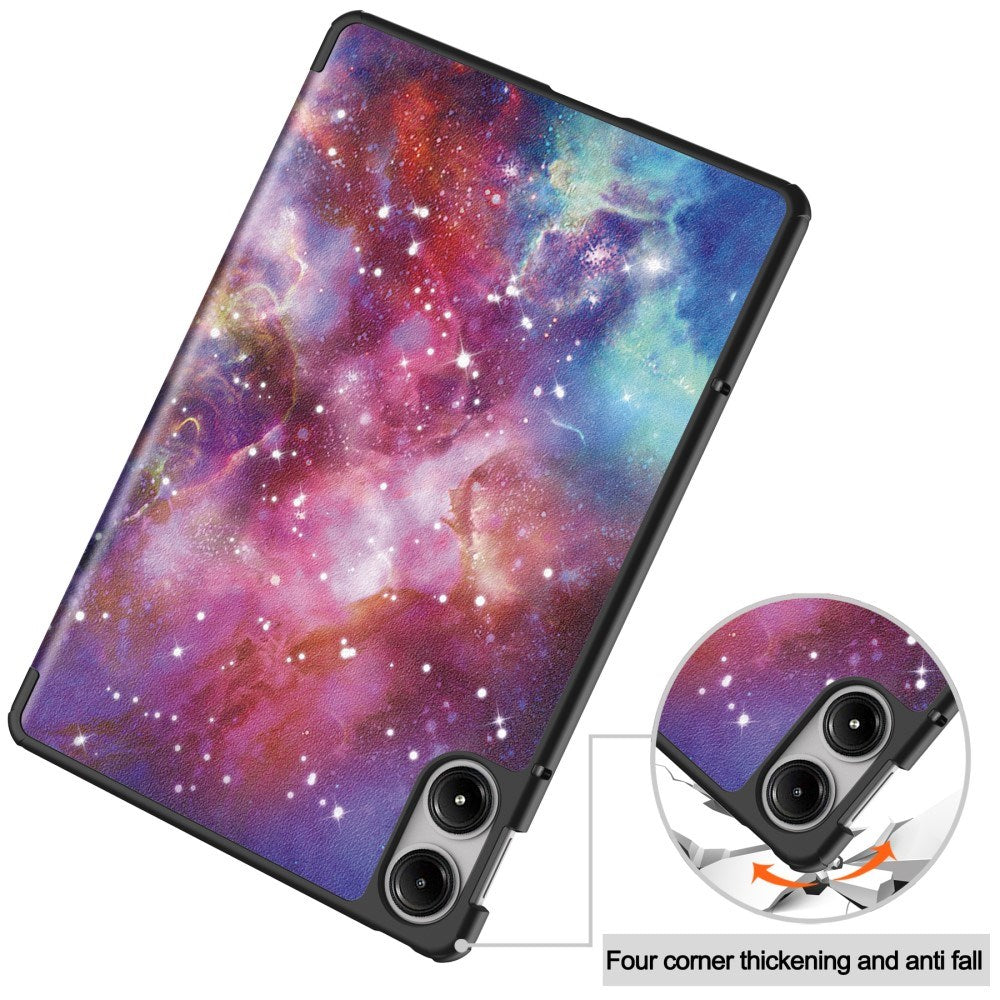EDIERWOOD Xiaomi Redmi Pad Pro Tri-Fold Faux Leather Flip Cover m. Søvnfunksjon - Galaxy
