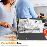 EIDERWOOD iPad Air 13" (2025 / 2024) Tri-Fold flip-deksel i kunstskinn med sovefunksjon - Eiffeltårnet