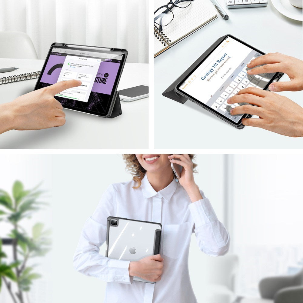 iPad Pro 13" (2024) Støtsikkert flipdeksel med penneholder - DUX DUCIS TOBY Series - Gjennomsiktig / Svart