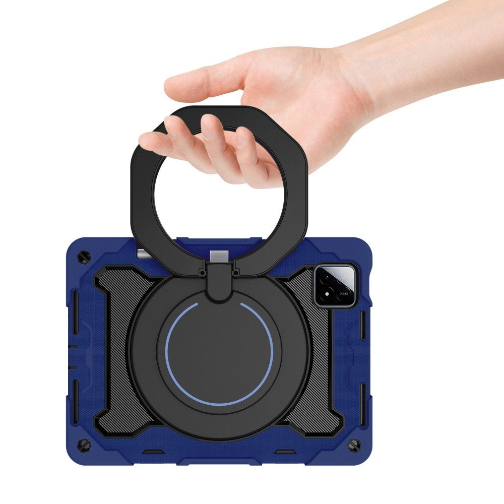 EIDERWOOD Xiaomi Pad 6S Pro Anti-Drop nettbrettdeksel m. Stativ og penneholder - Mørkeblå