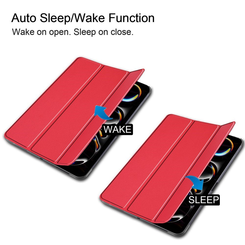 EIDERWOOD iPad Pro 13" (2024) Tri-Fold Leather Flip Cover - Rød