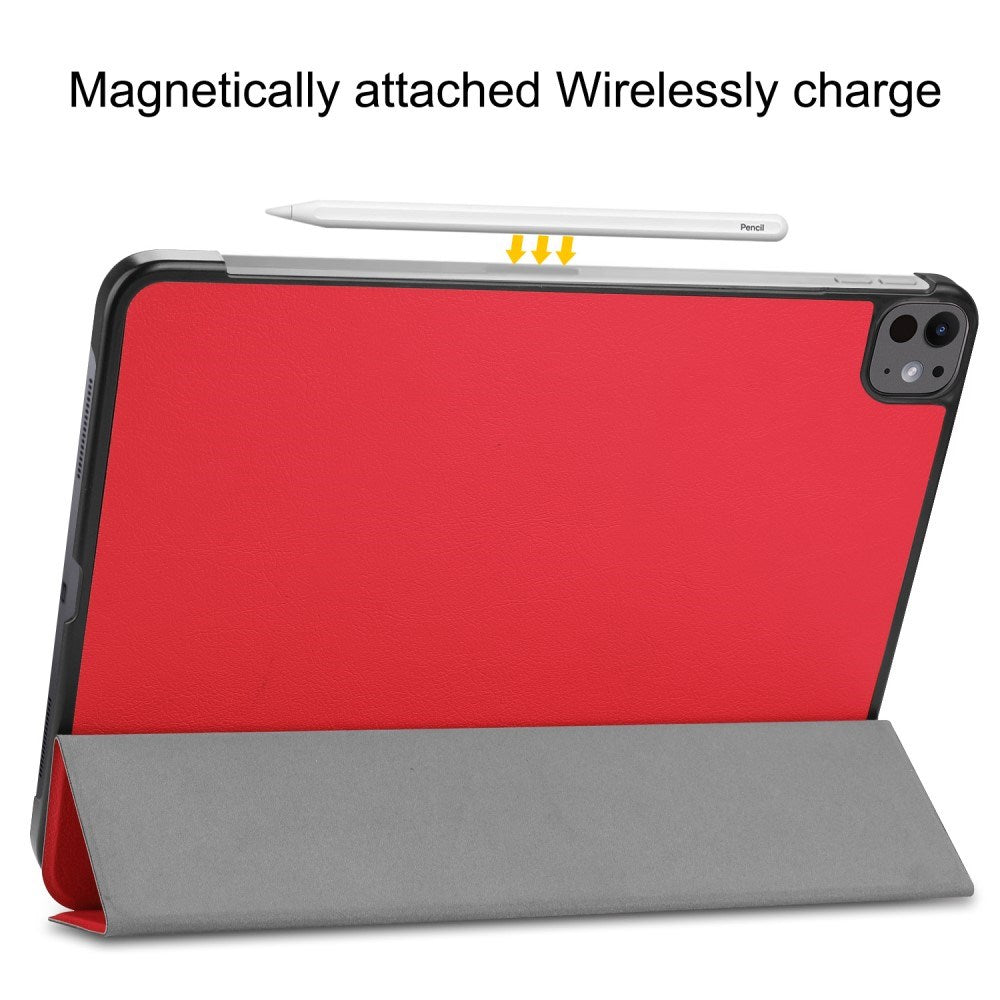 EIDERWOOD iPad Pro 13" (2024) Tri-Fold Leather Flip Cover - Rød