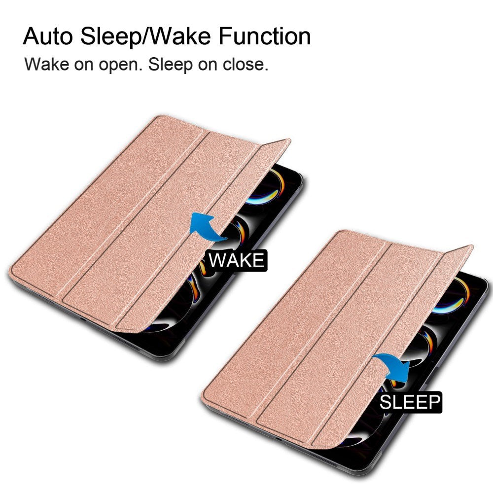 EIDERWOOD iPad Pro 13" (2024) Tri-Fold Leather Flip Cover - Rose Gold