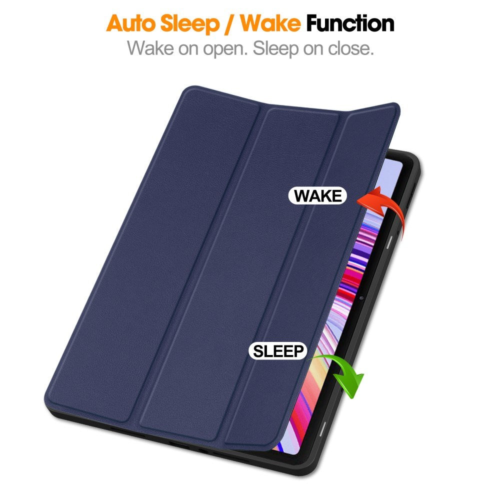 EIDERWOOD Xiaomi Redmi Pad Pro Tri-Fold flip-deksel i kunstskinn m. Stylus blyantholder - blå