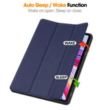 EIDERWOOD Xiaomi Redmi Pad Pro Tri-Fold flip-deksel i kunstskinn m. Stylus blyantholder - blå