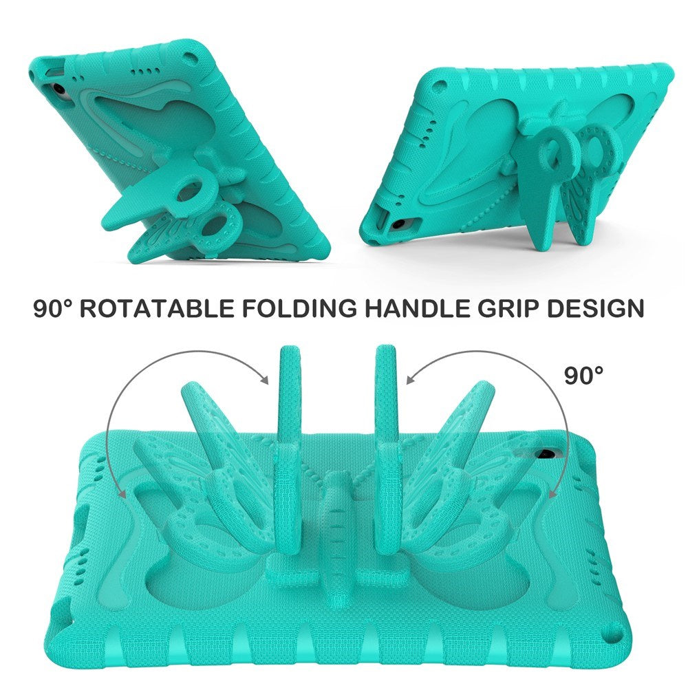 Samsung Galaxy Tab A11+ (Plus) / A9+ (Plus) EIDERWOOD Butterfly Børne Cover m. Skulderstrop & Ståfunktion - Turkis